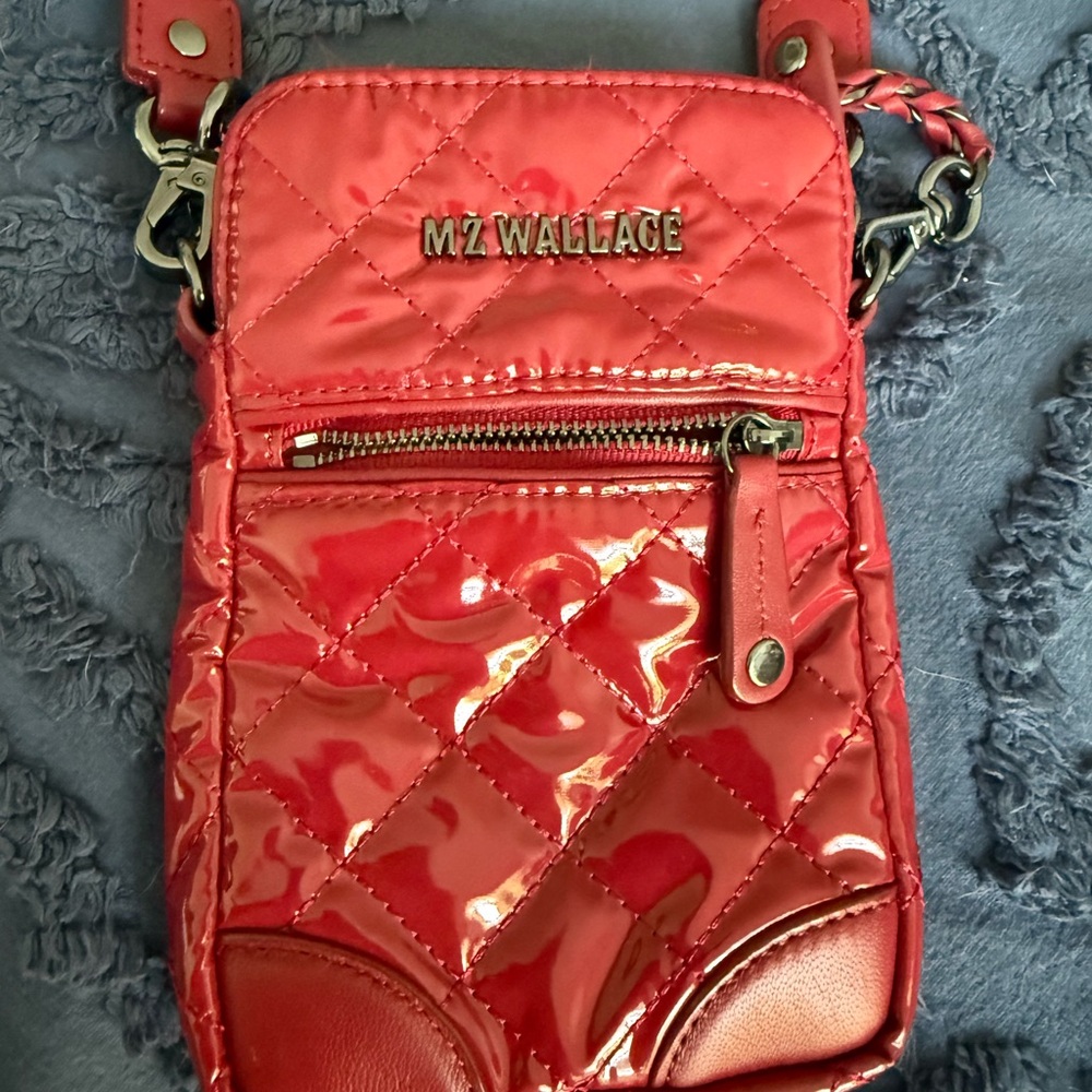 MZ Wallace Glossy Red Quilted Crossbody Bag